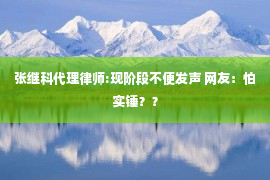 张继科代理律师:现阶段不便发声 网友：怕实锤？？