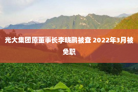 光大集团原董事长李晓鹏被查 2022年3月被免职