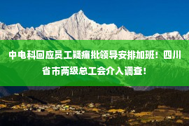 中电科回应员工疑痛批领导安排加班！四川省市两级总工会介入调查！