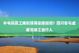 中电科员工痛批领导安排加班？四川省与成都市总工会介入