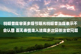 特朗普庭审更多细节曝光特朗普当庭表示不会认罪 面无表情走入法庭多次回答法官问题