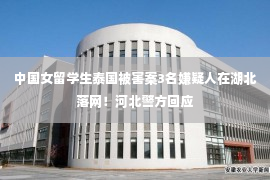 中国女留学生泰国被害案3名嫌疑人在湖北落网！河北警方回应