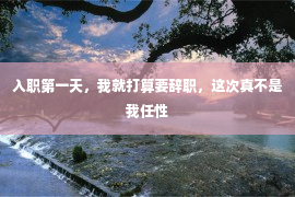 入职第一天，我就打算要辞职，这次真不是我任性