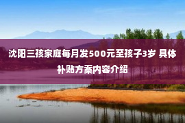 沈阳三孩家庭每月发500元至孩子3岁 具体补贴方案内容介绍