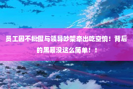 员工因不批假与领导吵架牵出吃空饷！背后的黑幕没这么简单！！