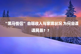 “黑马情侣”自曝收入与家境状况 为何会遭遇网暴？？