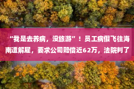 “我是去养病，没旅游”！员工病假飞往海南遭解雇，要求公司赔偿近62万，法院判了