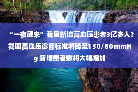 “一夜醒来”我国新增高血压患者3亿多人？ 我国高血压诊断标准将降至130/80mmHg 新增患者数将大幅增加