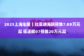 2023上海车展丨比亚迪海鸥预售7.88万元起 驱逐舰07预售20万元起