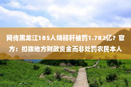 网传黑龙江185人烧秸秆被罚1.782亿？官方：扣拨地方财政资金而非处罚农民本人