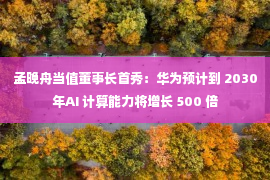 孟晚舟当值董事长首秀：华为预计到 2030年AI 计算能力将增长 500 倍