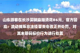 山东游客在长沙买碗麻辣烫花86元，官方回应：流动摊贩非法经营责令改正并处罚，对其未明码标价行为进行处置