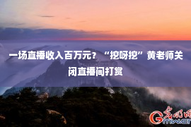 一场直播收入百万元？“挖呀挖”黄老师关闭直播间打赏