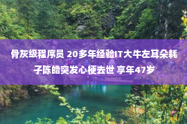 骨灰级程序员 20多年经验IT大牛左耳朵耗子陈皓突发心梗去世 享年47岁