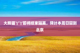 大熊猫丫丫即将结束隔离，预计本周日回到北京