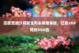 印度奥迪沙邦发生列车相撞事故，已致288死约900伤