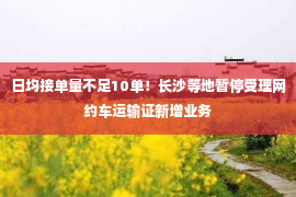 日均接单量不足10单！长沙等地暂停受理网约车运输证新增业务