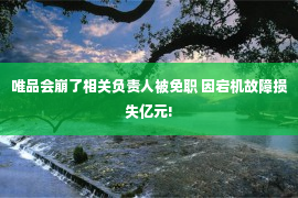 唯品会崩了相关负责人被免职 因宕机故障损失亿元!