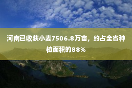 河南已收获小麦7506.8万亩，约占全省种植面积的88%