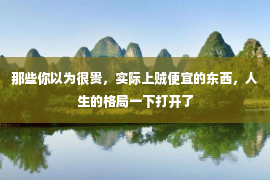 那些你以为很贵，实际上贼便宜的东西，人生的格局一下打开了