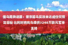 俄乌局势进展：普京称乌反攻未达成任何预定目标 比利时将向乌提供3240万欧元军事支持