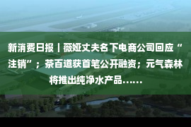 新消费日报｜薇娅丈夫名下电商公司回应“注销”；茶百道获首笔公开融资；元气森林将推出纯净水产品……