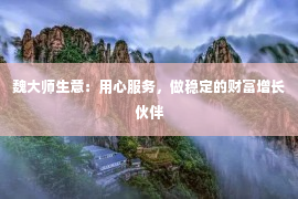 魏大师生意：用心服务，做稳定的财富增长伙伴