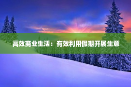 高效商业生活：有效利用假期开展生意