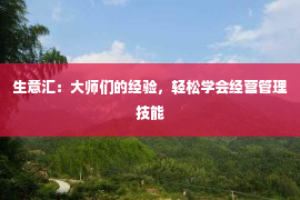 生意汇：大师们的经验，轻松学会经营管理技能