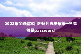 2022年全球最常用密码列表发布第一名竟然是password