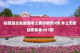 标题湖北省新增本土确诊病例9例 本土无症状感染者487例