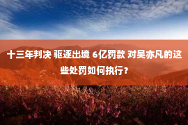 十三年判决 驱逐出境 6亿罚款 对吴亦凡的这些处罚如何执行？