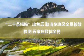 “二十条措施”出台后 取消多地区全员核酸检测 石家庄致信全民