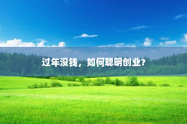 过年没钱，如何聪明创业？