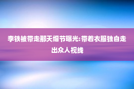 李铁被带走那天细节曝光:带着衣服独自走出众人视线