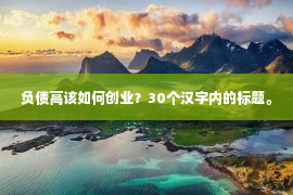 负债高该如何创业？30个汉字内的标题。