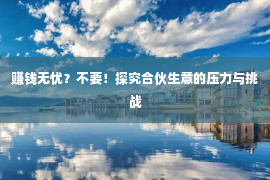 赚钱无忧？不要！探究合伙生意的压力与挑战