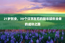 21岁创业，30个汉字左右的新年轻创业者的成功之路