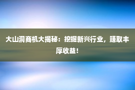 大山洞商机大揭秘：挖掘新兴行业，赚取丰厚收益！