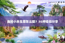 商圈小本生意怎么做？30种经验分享