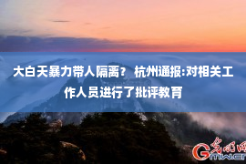 大白天暴力带人隔离？ 杭州通报:对相关工作人员进行了批评教育