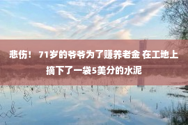 悲伤！ 71岁的爷爷为了赚养老金 在工地上摘下了一袋5美分的水泥