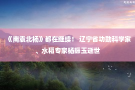 《南袁北杨》都在继续！ 辽宁省功勋科学家、水稻专家杨振玉逝世