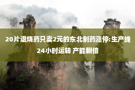 20片退烧药只卖2元的东北制药涨停:生产线24小时运转 产能翻倍