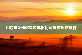 山东省2日透露 过年期间可燃放烟花爆竹