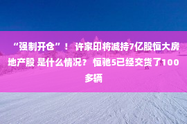 “强制开仓”！ 许家印将减持7亿股恒大房地产股 是什么情况？ 恒驰5已经交货了100多辆