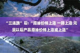 “三连跌”后:“原油价格上涨 一路上涨 元旦以后产品原油价格上涨或上涨”