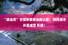 “政法虎”甘荣坤受审当庭认罪！ 鹤冈原市长梁成军 死缓！