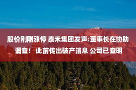 股价刚刚涨停 泰禾集团发声:董事长在协助调查！ 此前传出破产消息 公司已查明