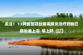 关注！ 13种新型冠状病毒肺炎治疗药物已获批准上市  早上好  江门